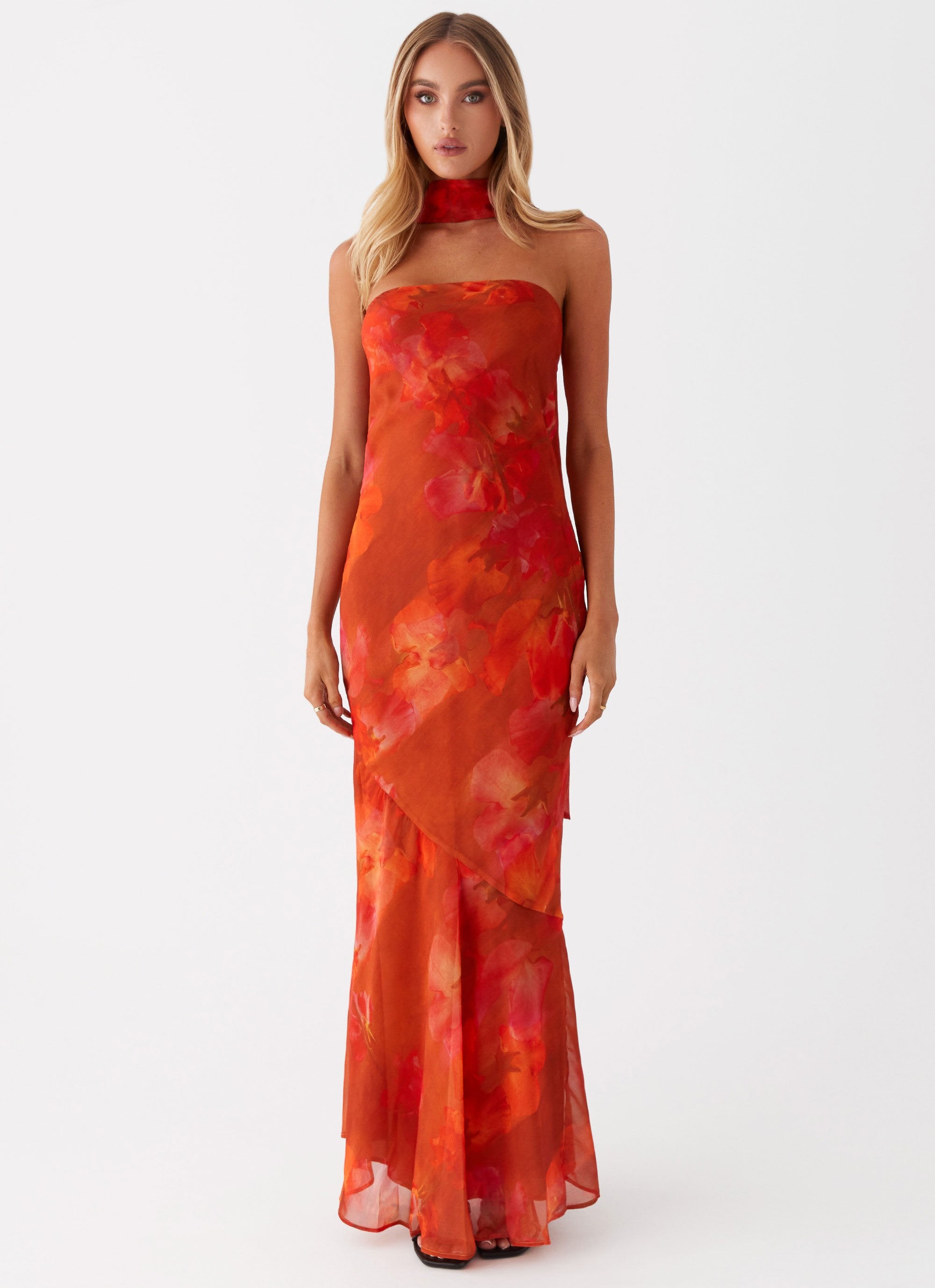 Crimson Serenity Maxi Dress