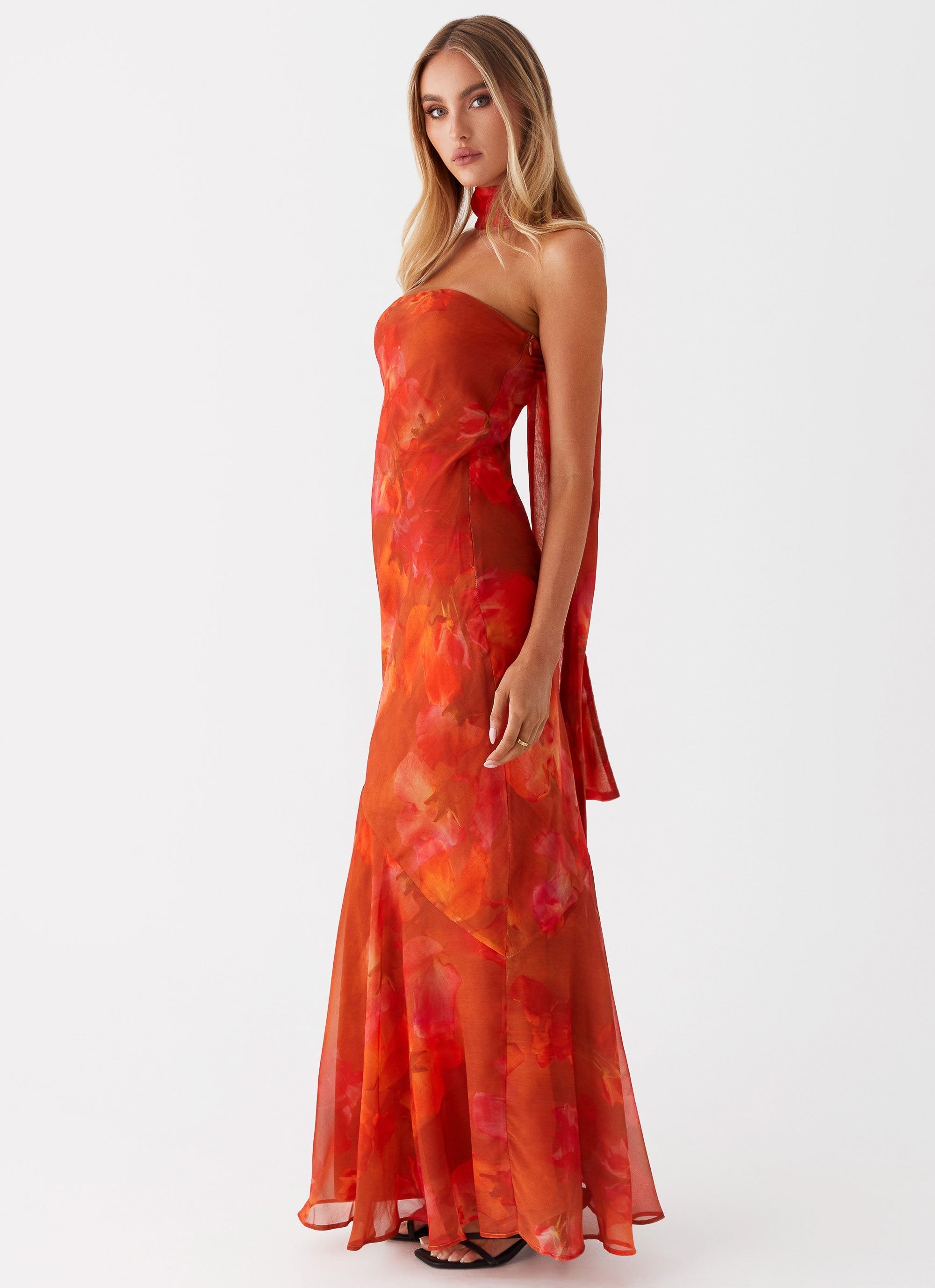 Crimson Serenity Maxi Dress