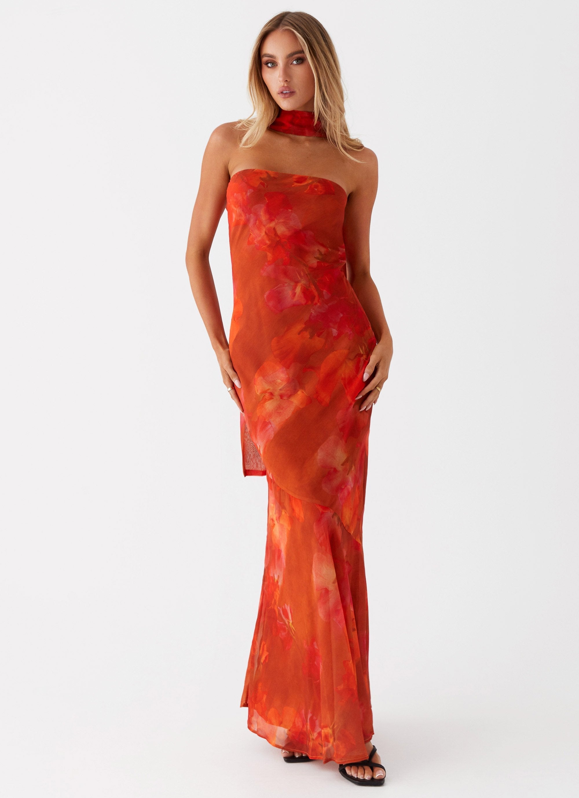 Crimson Serenity Maxi Dress