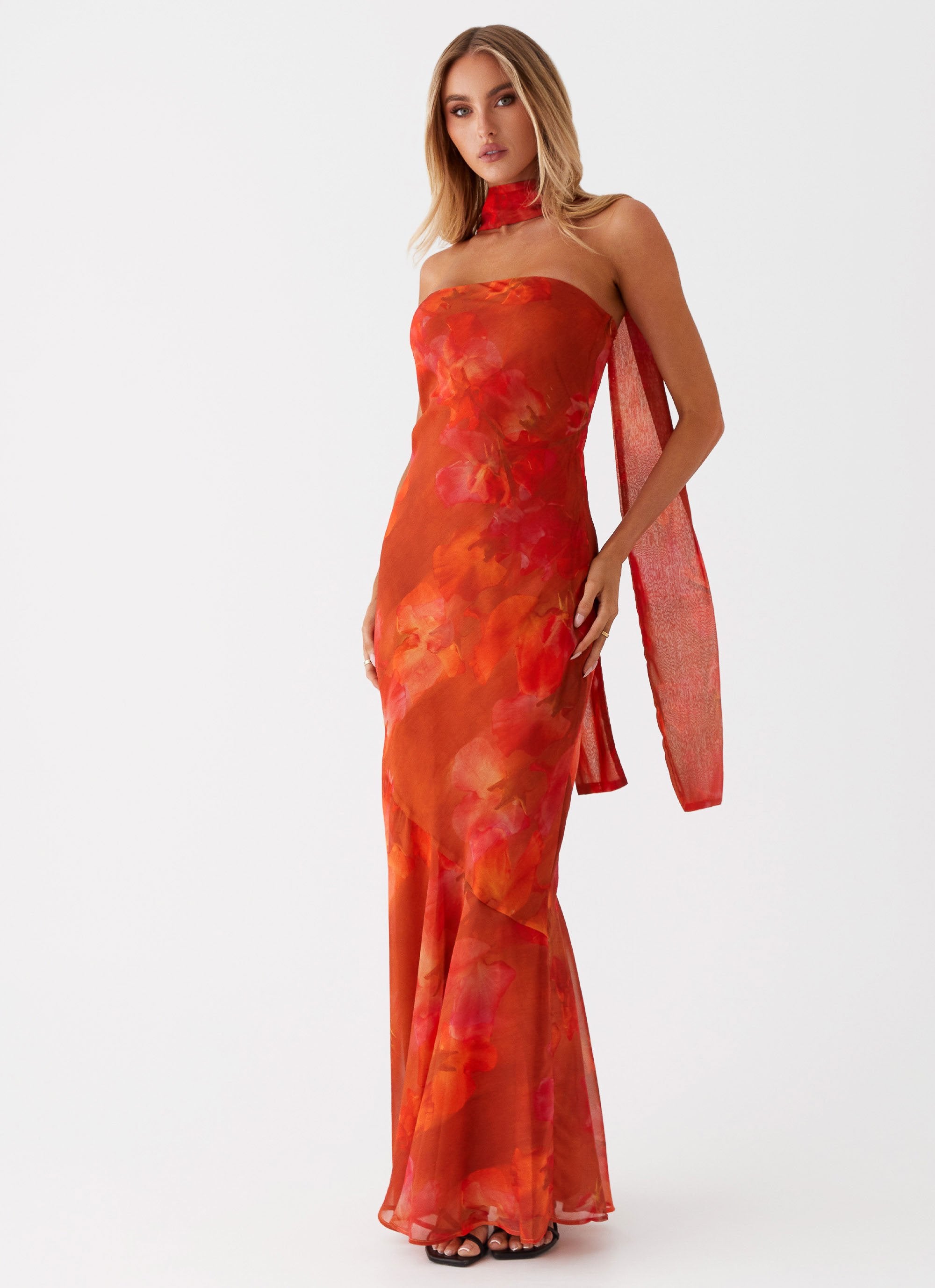Crimson Serenity Maxi Dress