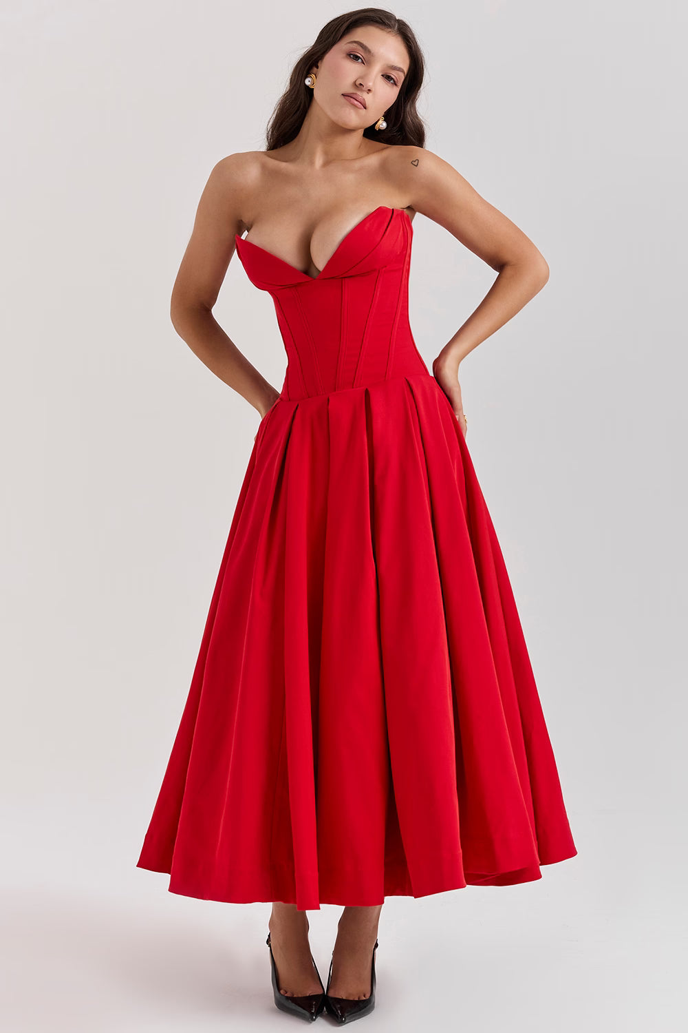 Scarlet Silk Slip Dress