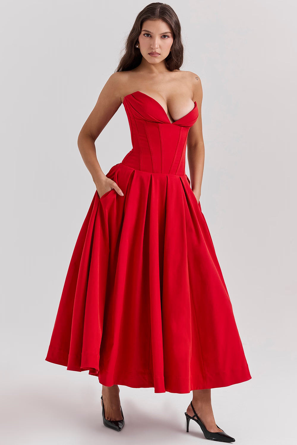 Scarlet Silk Slip Dress