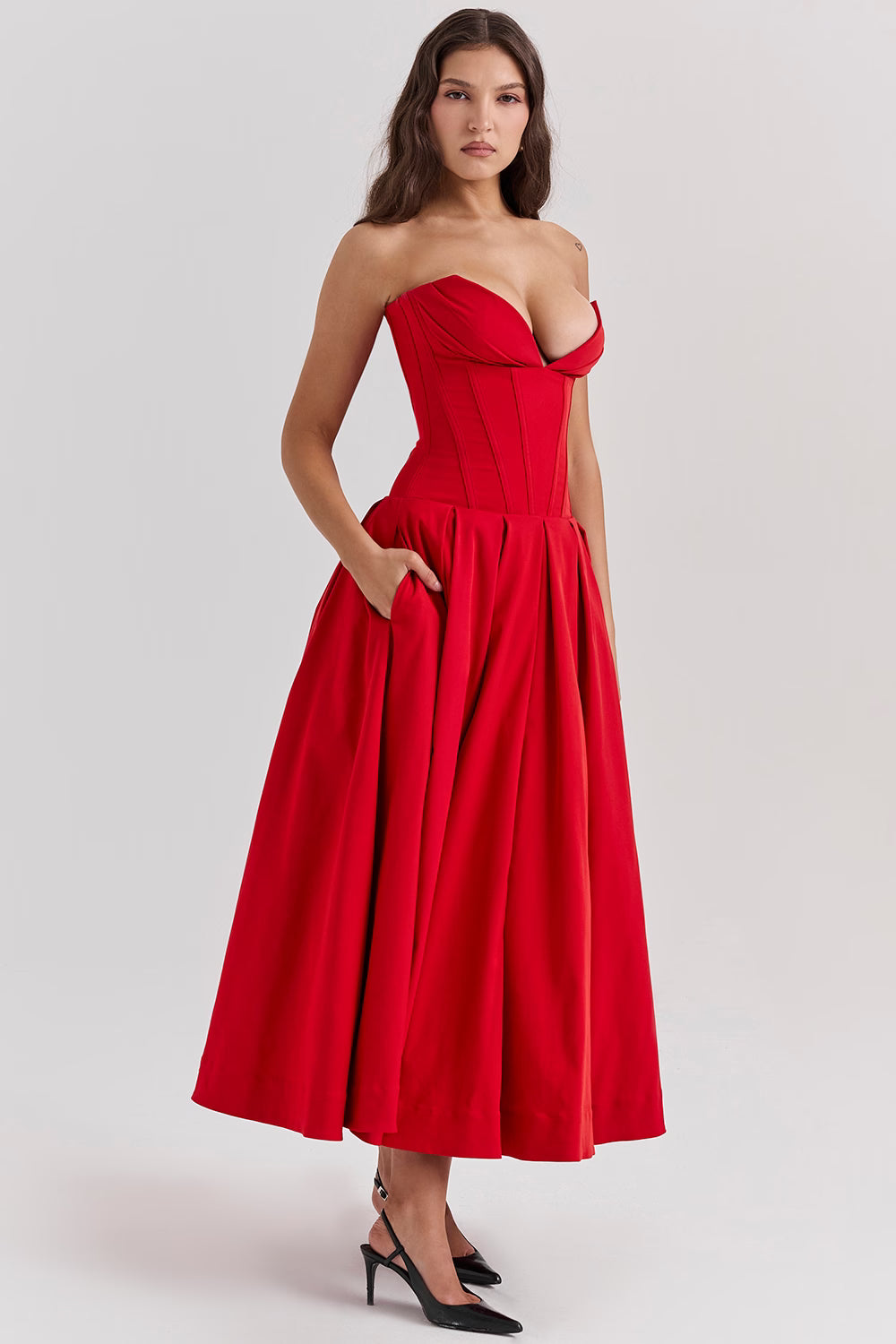 Scarlet Silk Slip Dress